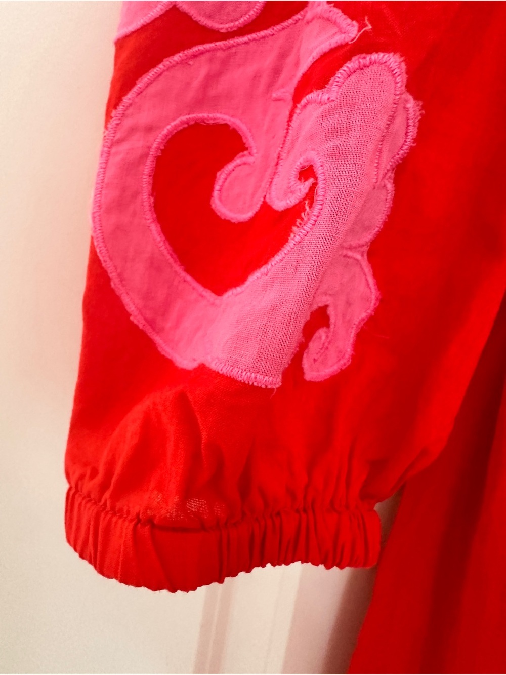 Boden Red Midi Dress with Pink Embroidery - Picture 3 of 6